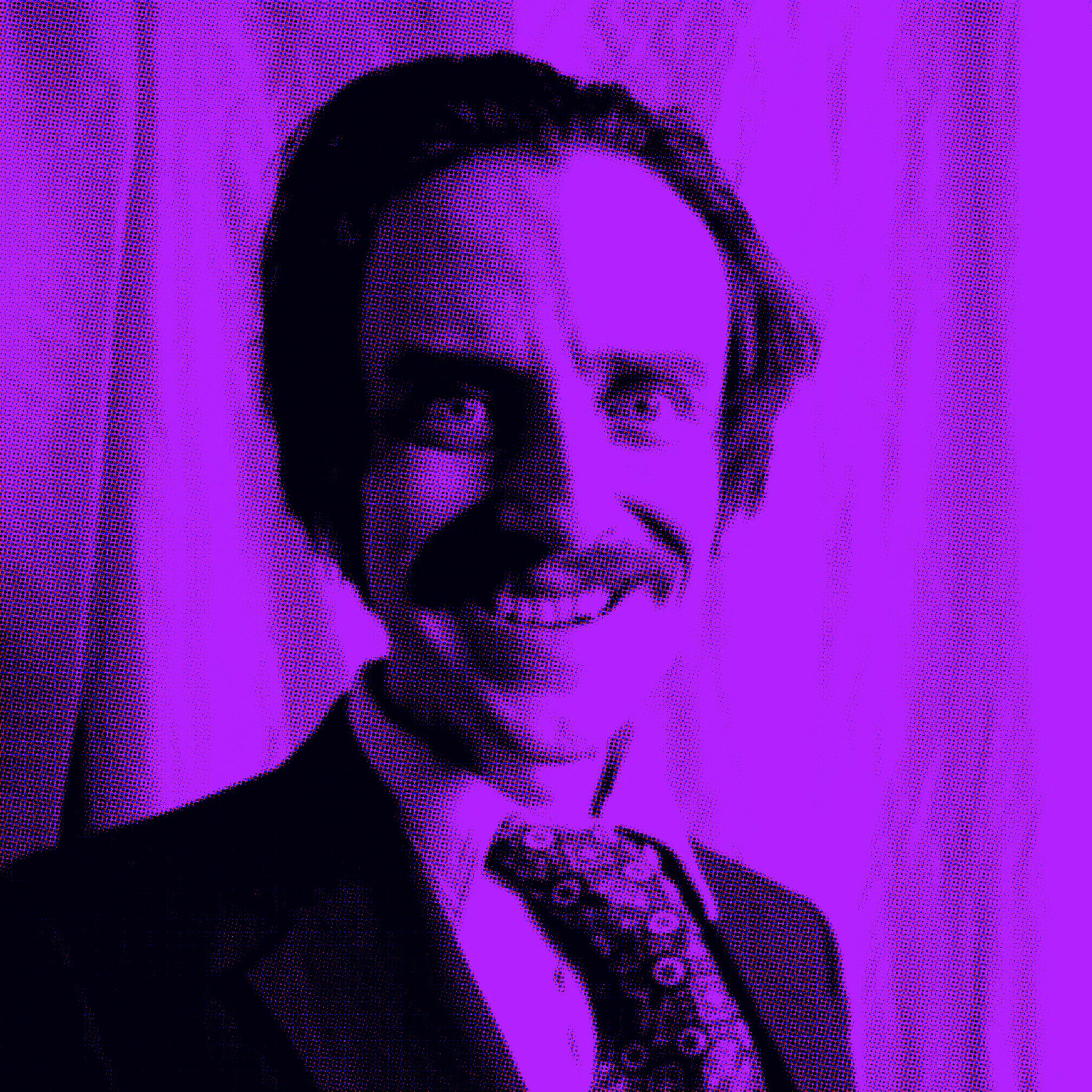 Bram headshot 2 BW halftone purple square.jpg