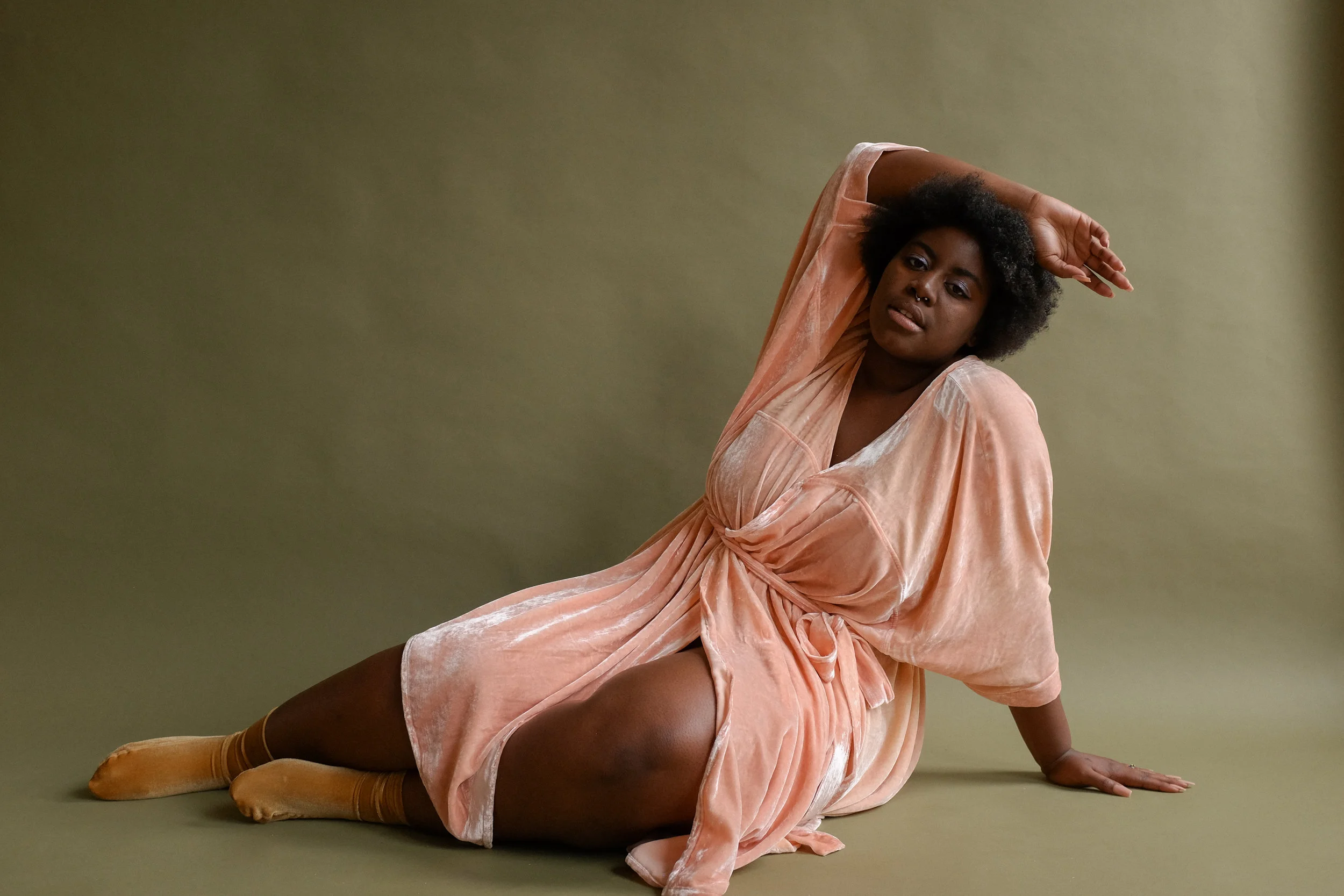 The Fern Cocoon Wrap In Silk Velvet