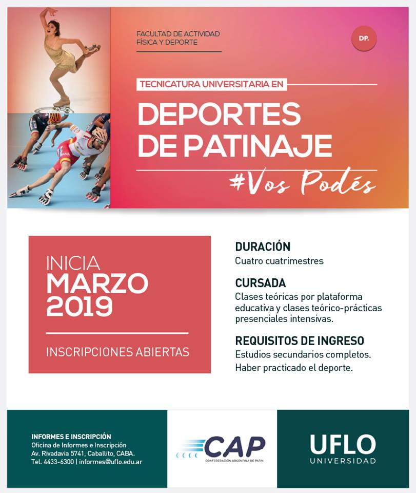 No te quedés afuera de la Tecnicatura Universitaria en Patinaje!