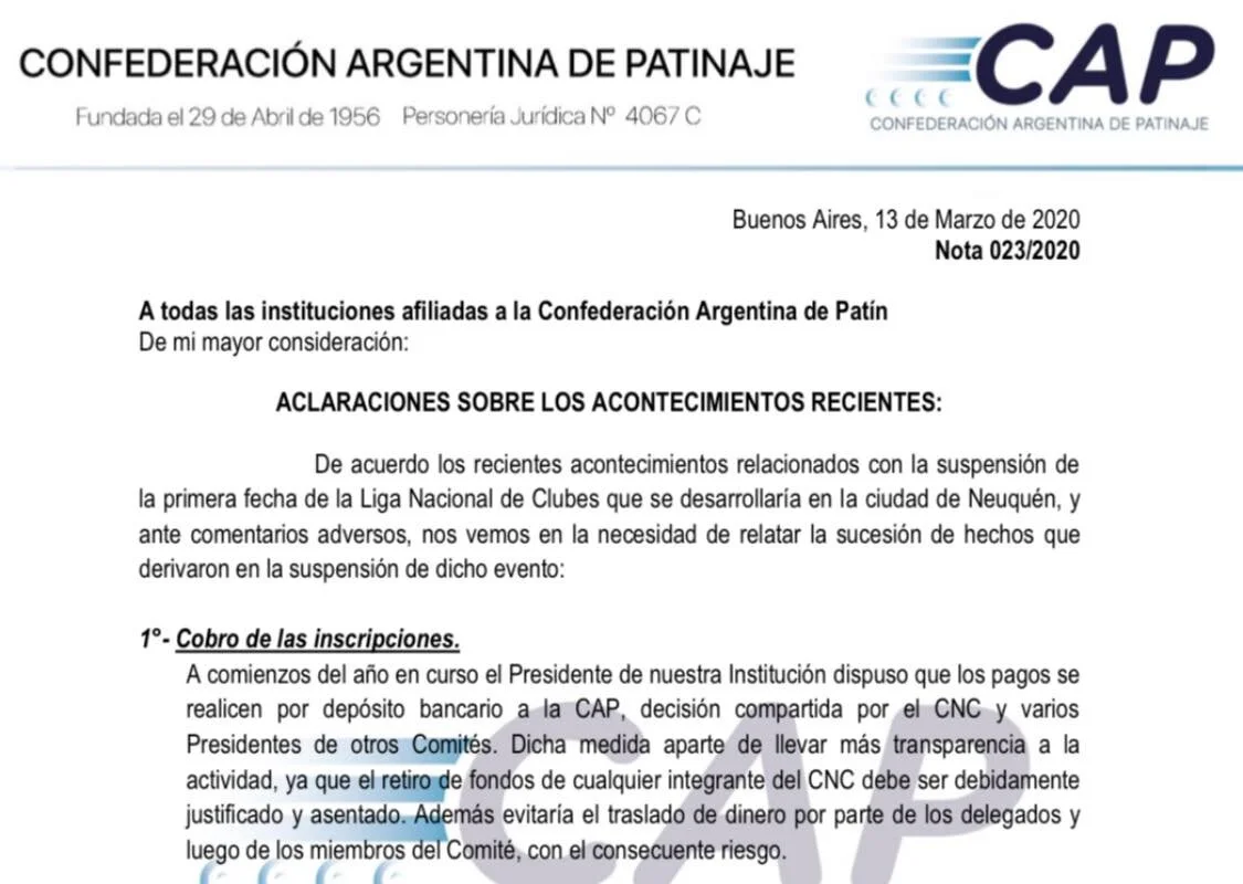 Comunicado del CNC - Suspensión de la LNC de Neuquén