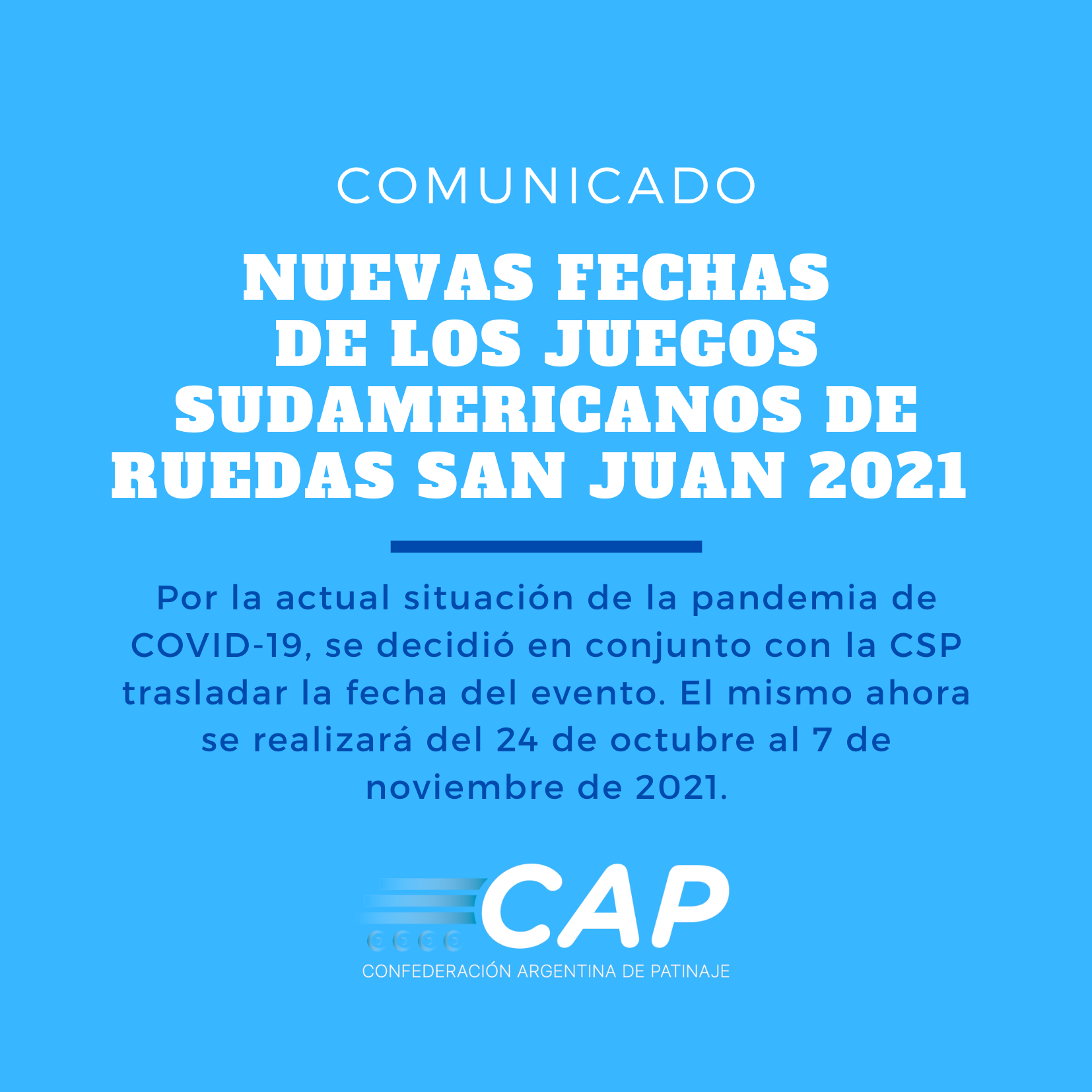 Se traslada la fecha de los Juegos Sudamericanos de Ruedas San Juan 2021