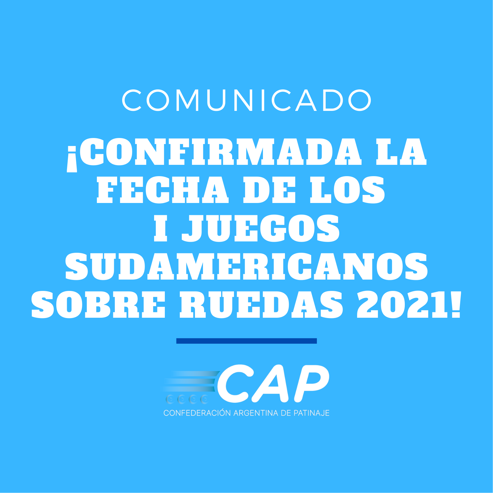 ¡Confirmada la Fecha para los I Juegos Sudamericanos Sobre Ruedas San Juan 2021!