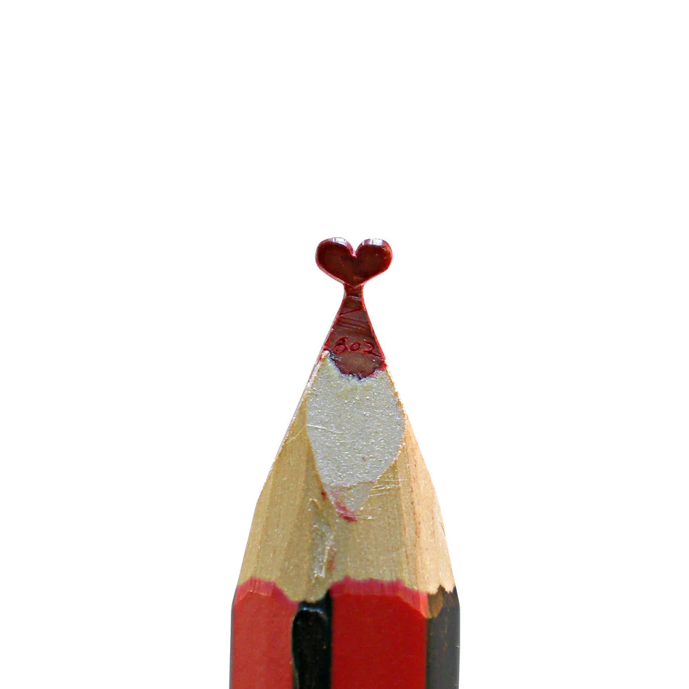 Bordeux heart pencil carving