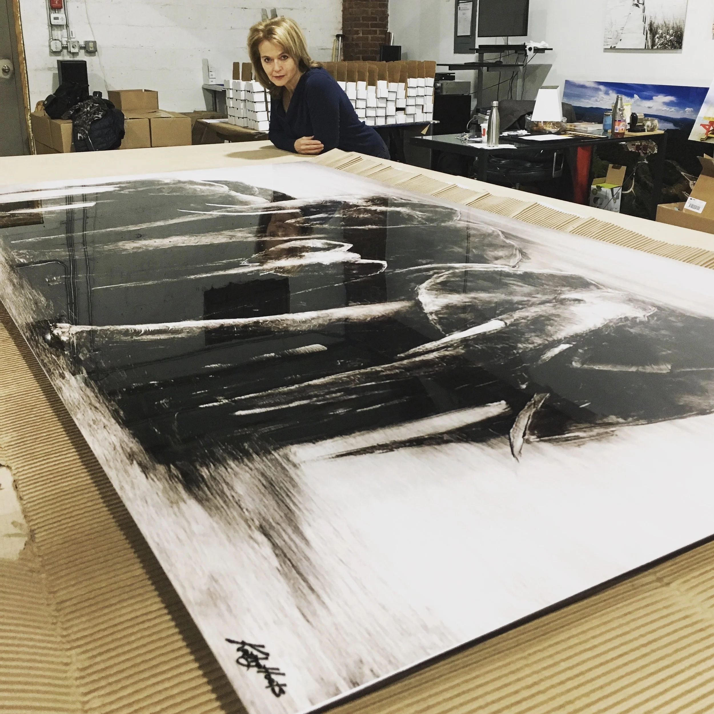 Kathy Hoets with a 48” by 96” rendering of “The Herd”.