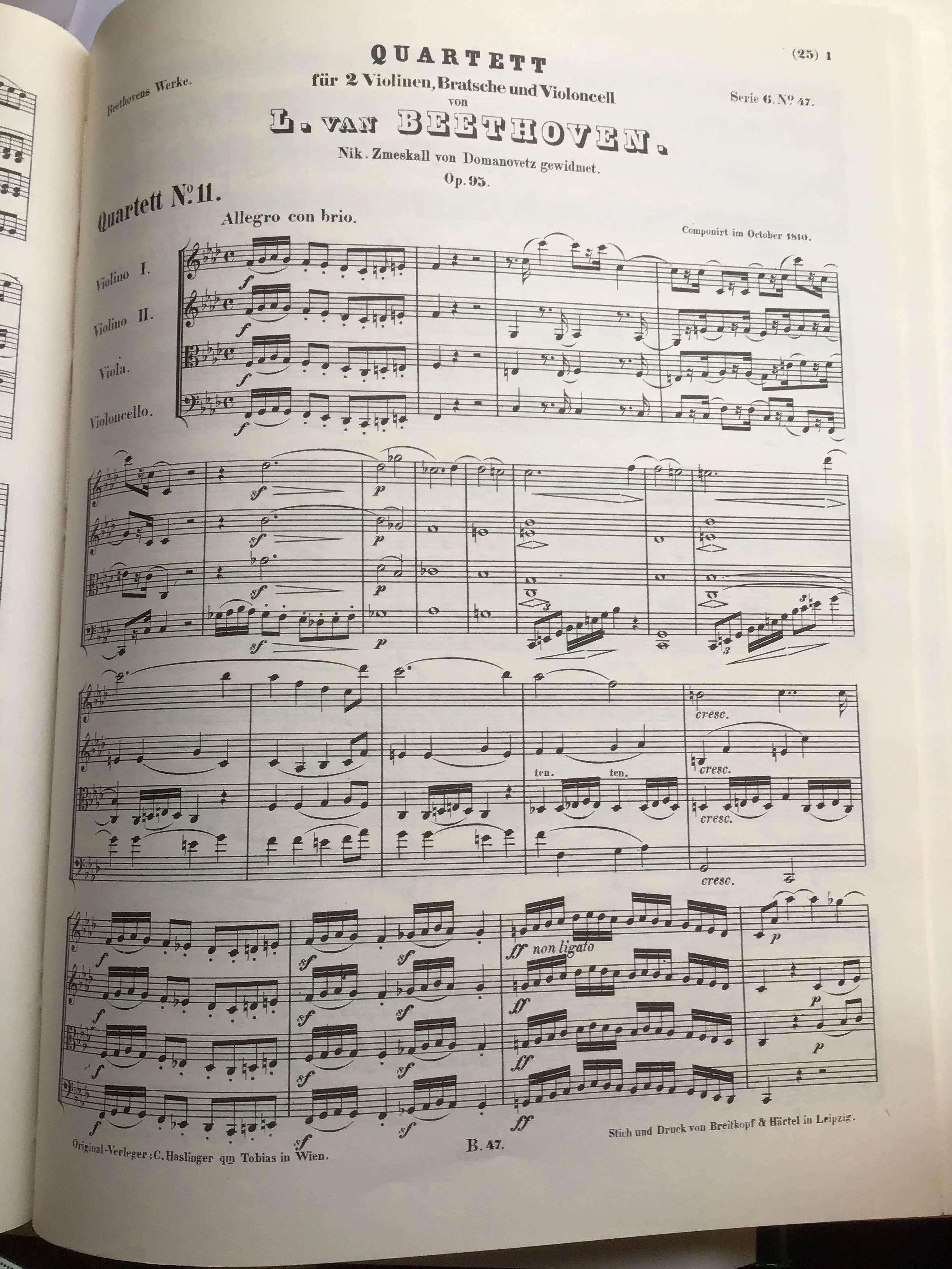 The Beethoven String Quartet Project: Op. 95
