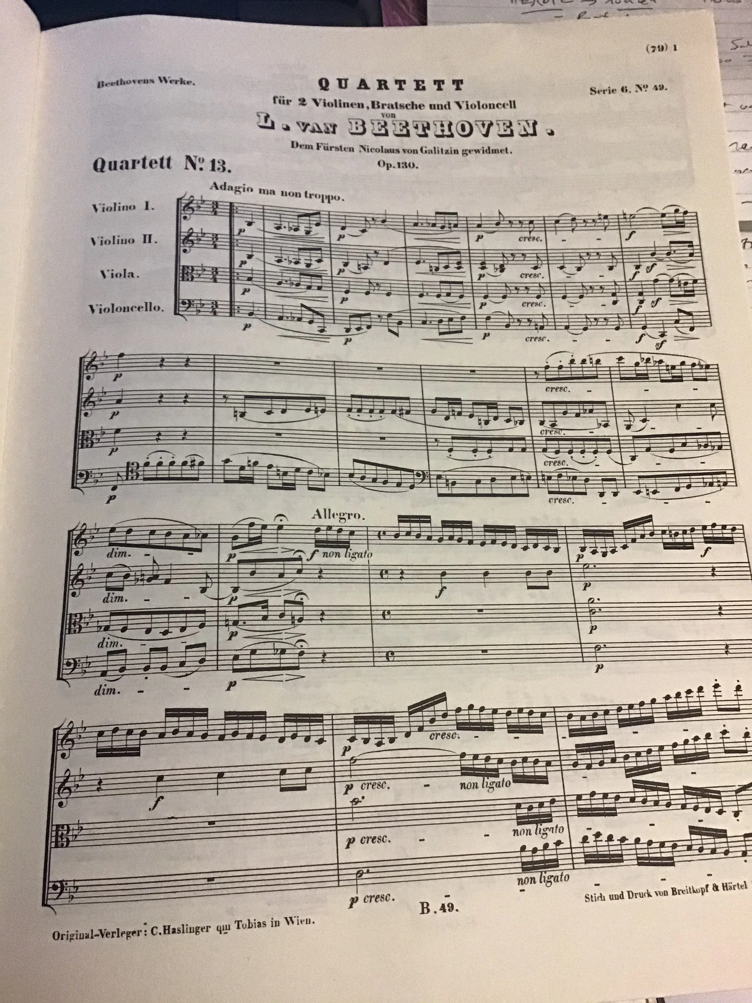 The Beethoven String Quartet Project: Op. 130 (with Finale: Allegro)