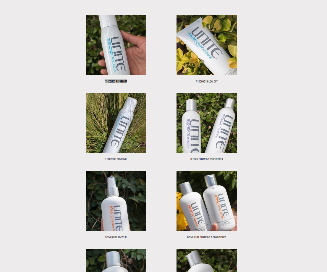 Corrine Rene Studio shows off each product they use for their services.