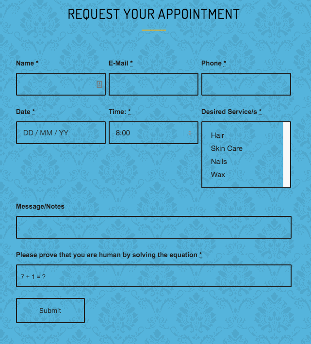 Zynergy Salon allows clients to fill out online forms request appointments.