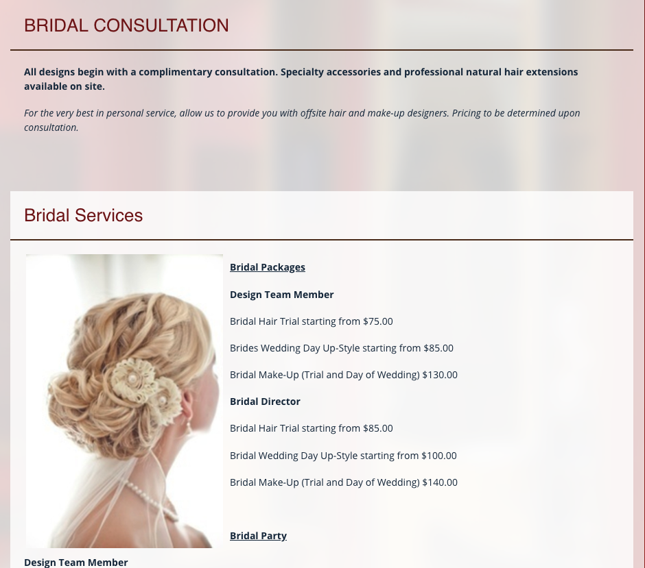 Evolution Salon & Spa provides all the wedding/bridal information you need to book an appointment.