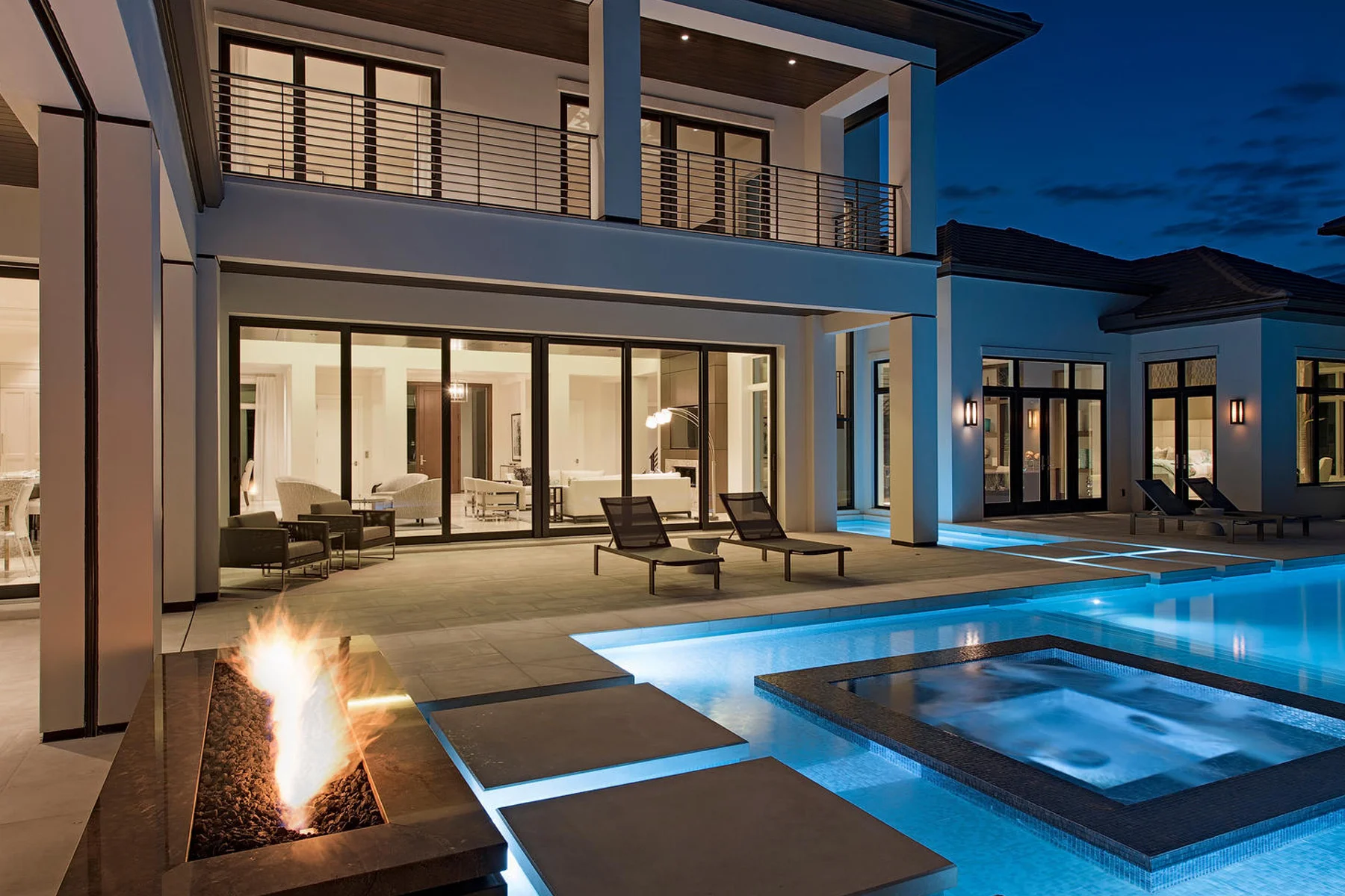 Modern Oasis Pool Terrace at Night