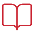 Outline of an open book logo.