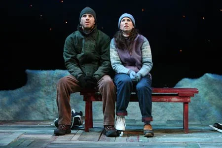Justin Hagan and Miriam Shor in “Where It Went” from ALMOST, MAINE by John Cariani, directed by Gabe Barre, produced by Jack Thomas/Bulldog Theatrical and Bruce Payne at the Daryl Roth Theatre, New York City, 2006. Photo courtesy Joan Marcus.