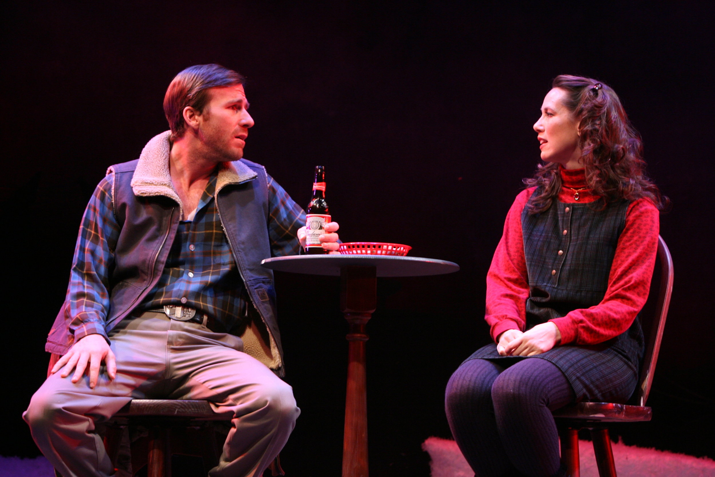  Justin Hagan and Miriam Shor in “Sad and Glad” from ALMOST, MAINE by John Cariani, directed by Gabe Barre, produced by Jack Thomas/Bulldog Theatrical and Bruce Payne at the Daryl Roth Theatre, New York City, 2006. Photo courtesy Joan Marcus. 