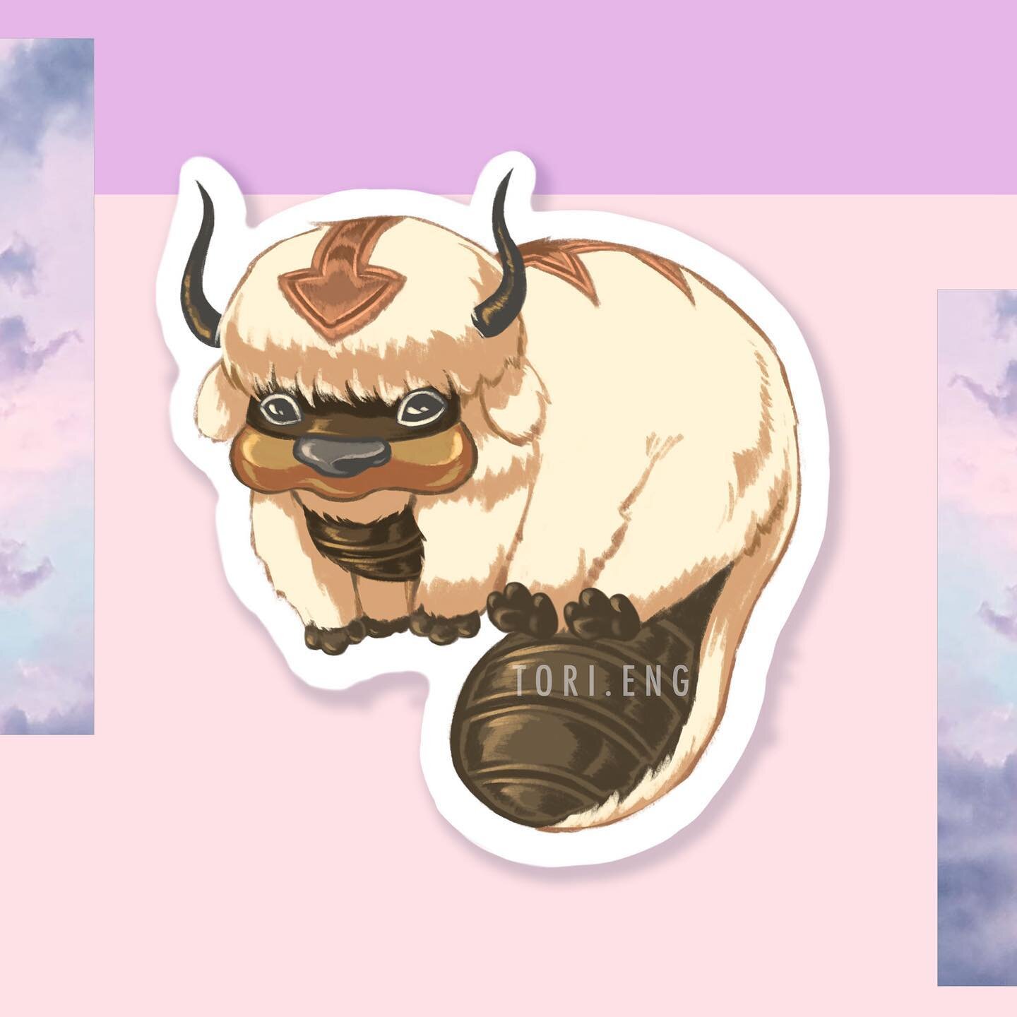 Made a really cozy Appa sticker! Looking at him makes me want to drink a hot cup of tea and snuggle in to watch my favorite programs 💕 He&rsquo;s available in my shop, along with my White Lotus Tile stickers, Princess Yue as a print, and of course m