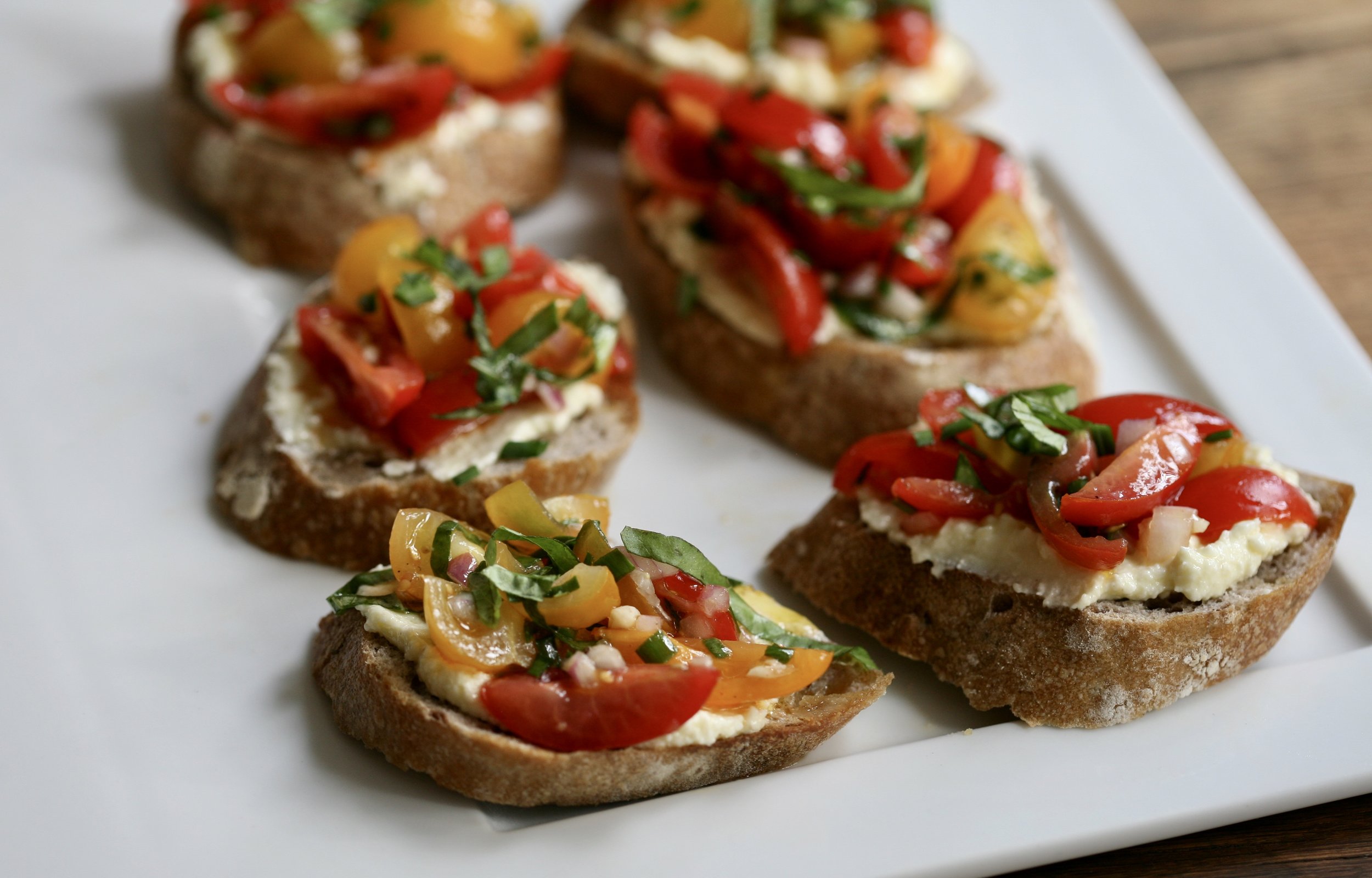 Whipped Feta and Marinated Tomato Crostini