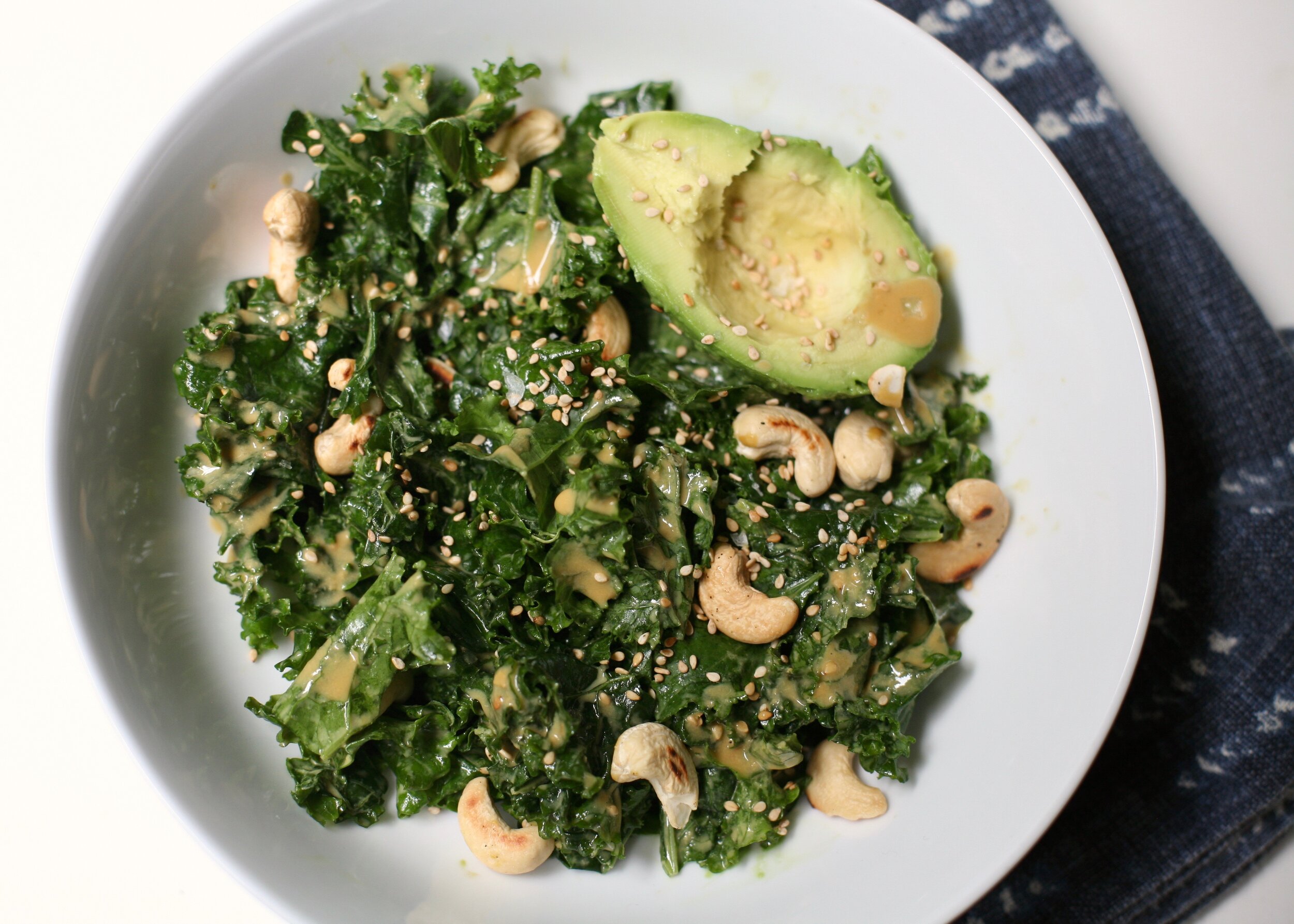 Tumbleweed Farm's Favorite Kale Salad {Tangy Tahini Dressing}