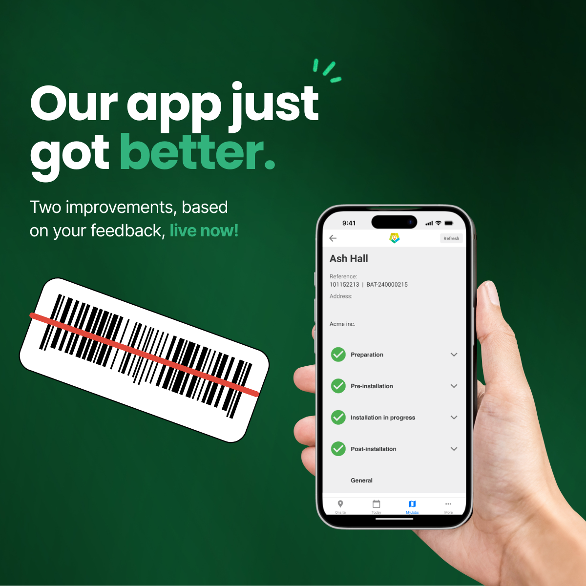 Onsite Upgrade: Improved capability working Offline with our app