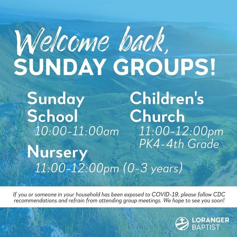 We hope to see you Sunday morning! Our various Sunday School classes will be meeting, and our Children&rsquo;s Church and Nursery services will be in full swing! 👍🏻