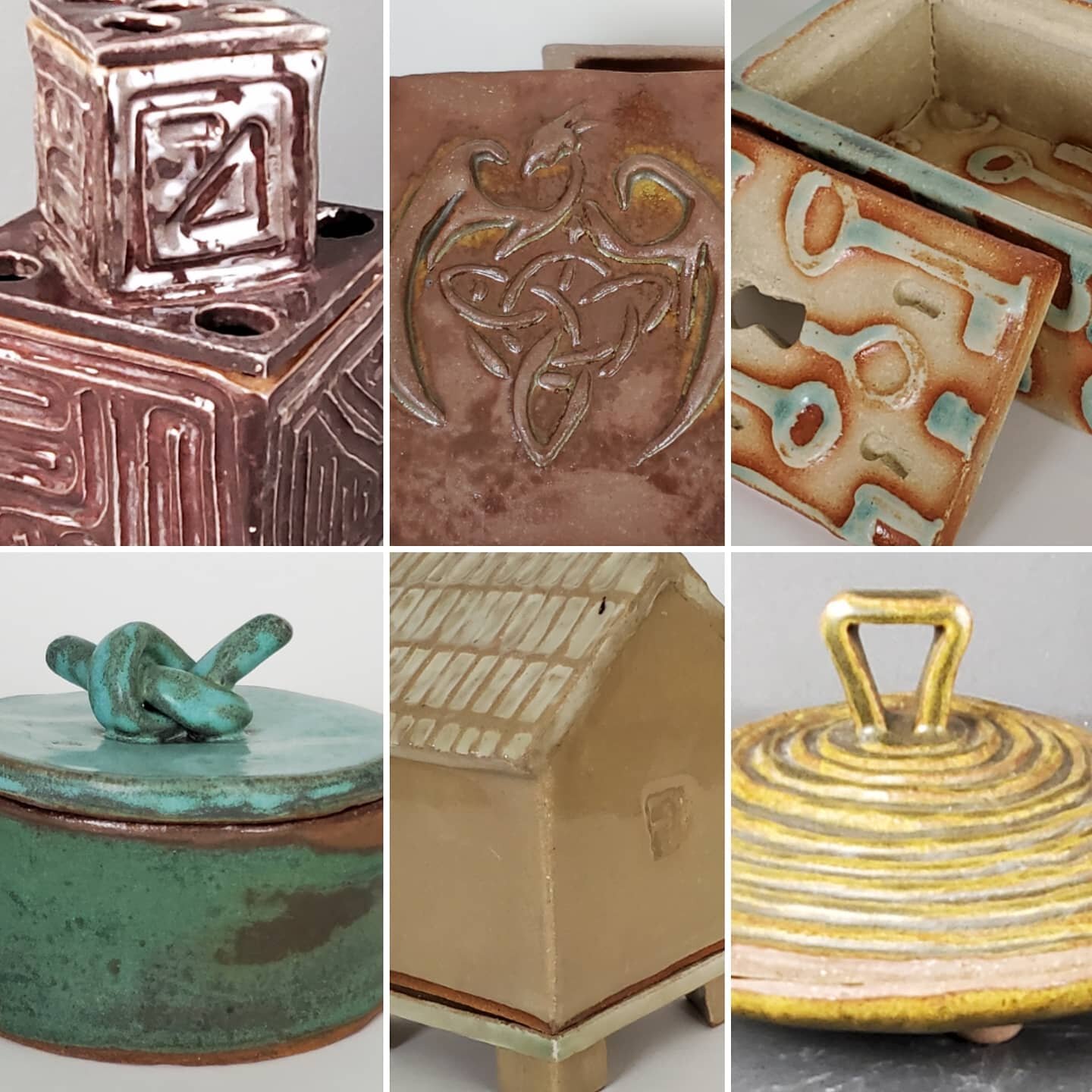 A small selection from my students' slab box project.

Today was the final day for my intro ceramics students at UGA.  I am so proud of them for working so hard and making such good work even with all the distancing and extra precautions and uncertai