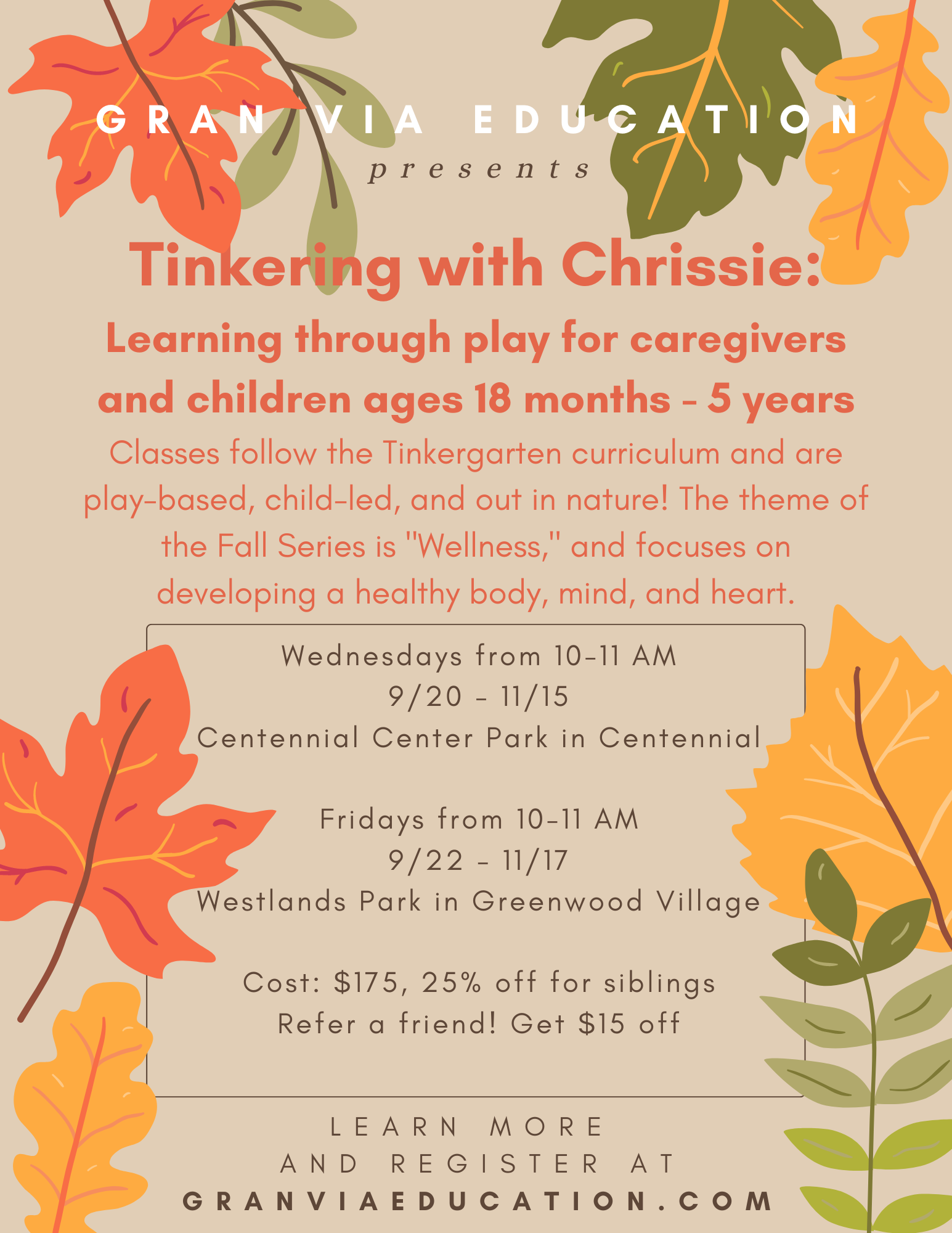 Fall 2023 Tinkergarten Classes — Gran Via Education