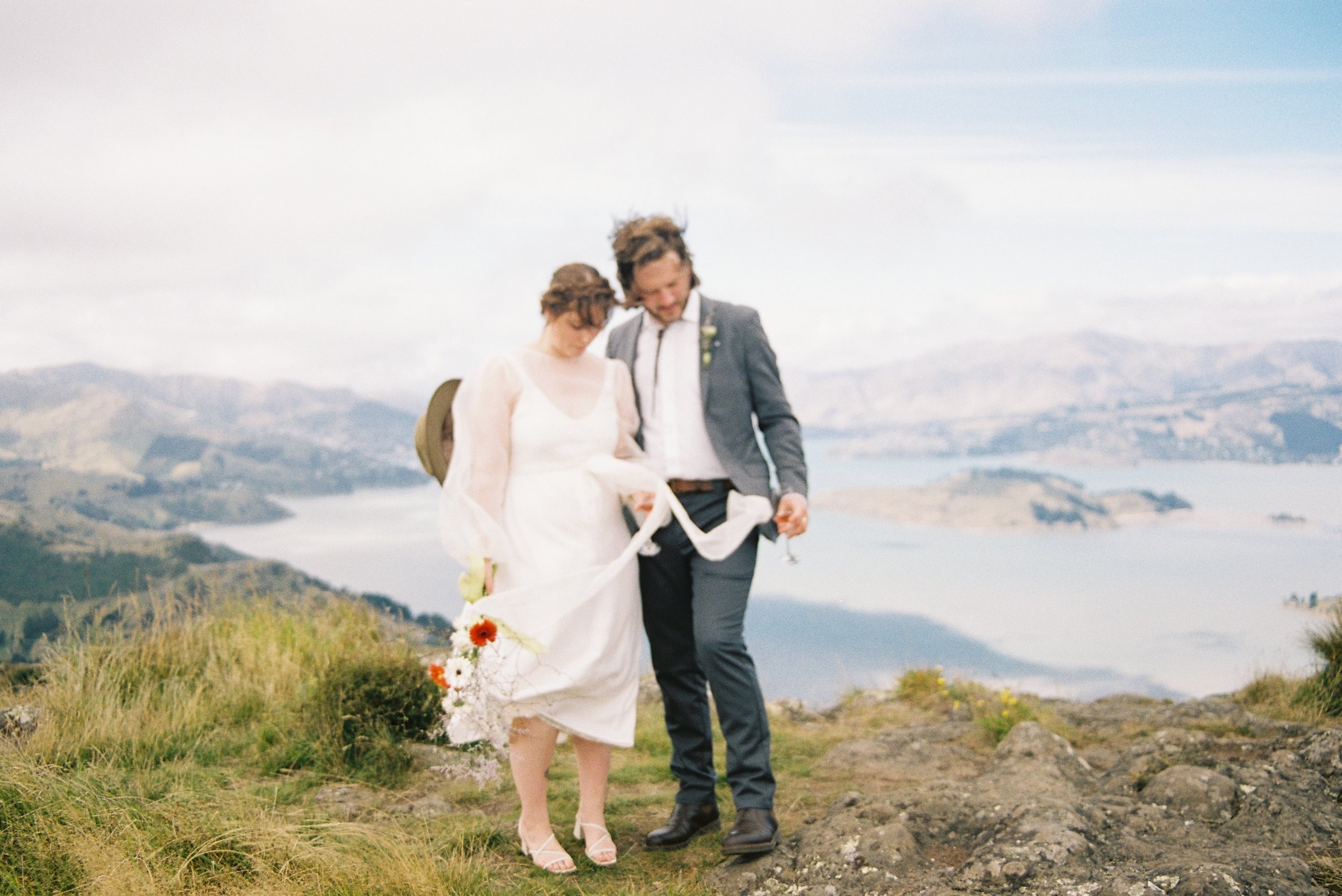 Film wedding photography Elopement captured on film | Lyttelton Harbour 