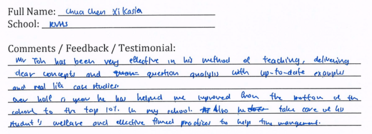 Handwritten ETG economics student testimonial, 2014