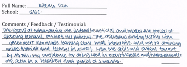 Handwritten ETG economics student testimonial, 2014