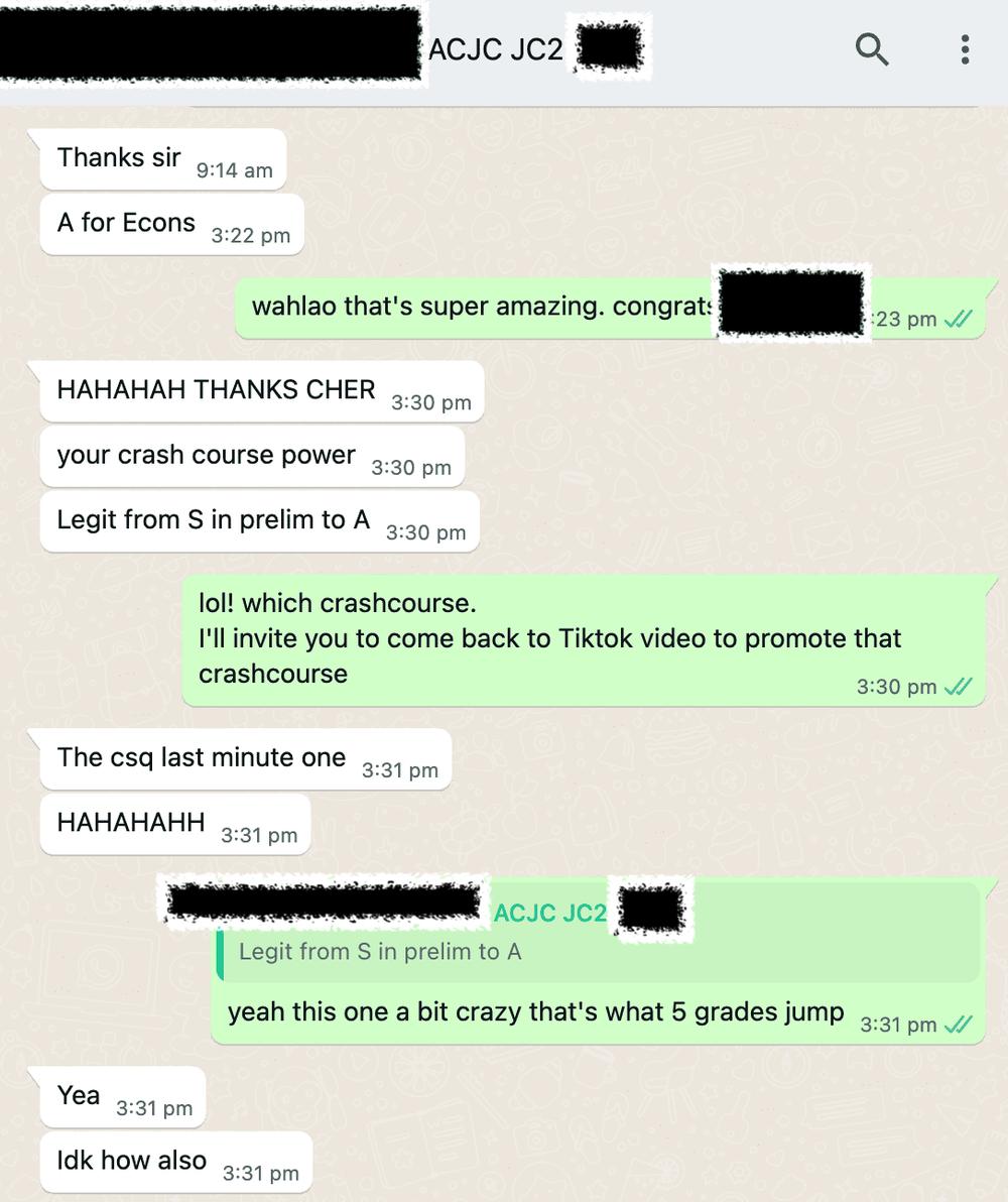 Dhanush from ACJC shares his review of the ETG Economics Crashcourse after a five-grade jump.