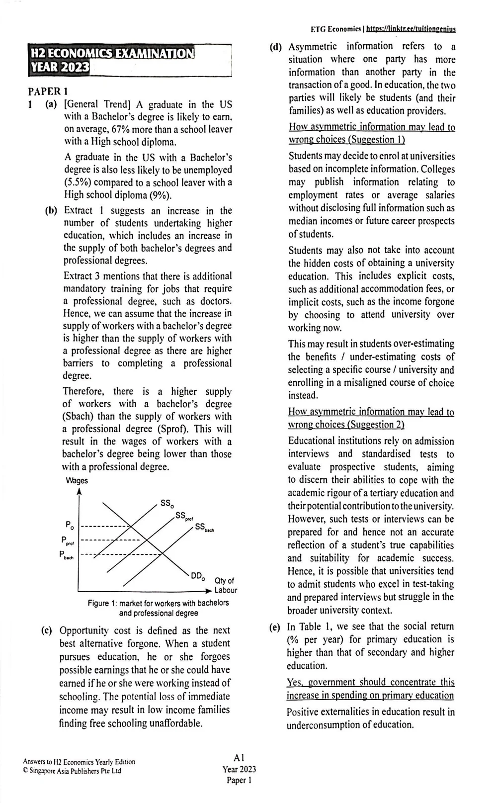 Sample CSQ answer from ETG TYS Answer Key