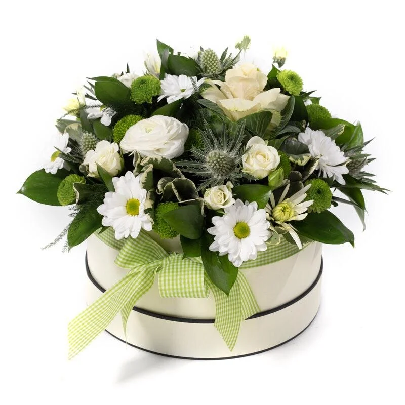 Hat box flower arrangement