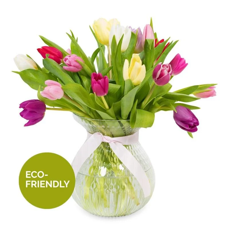 Tulips in Glass Vase
