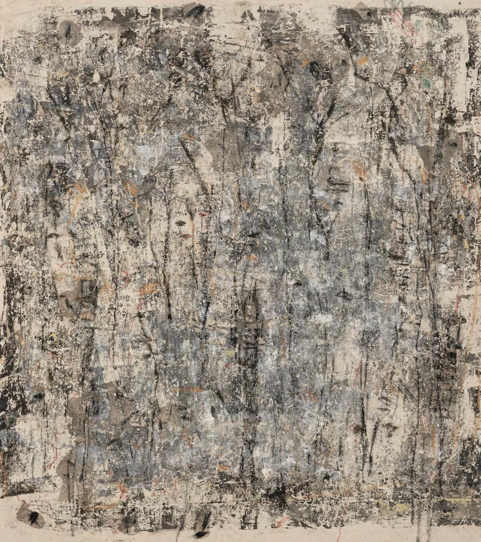 Bush sticks and rain puddles_137x121cm