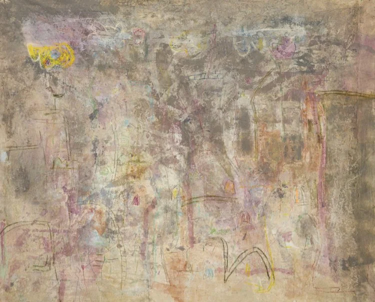 Yellow Moon - House Paint and Mixed Media on Canvas - 140x165cm