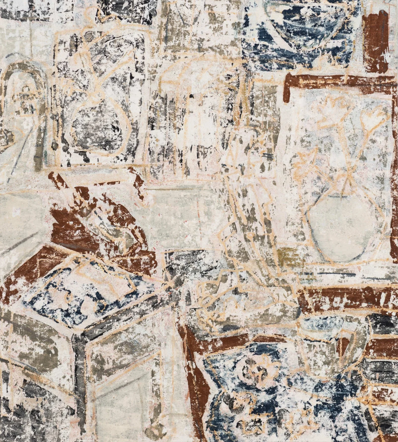 Storm lilies with ceramic vase_106x91cm