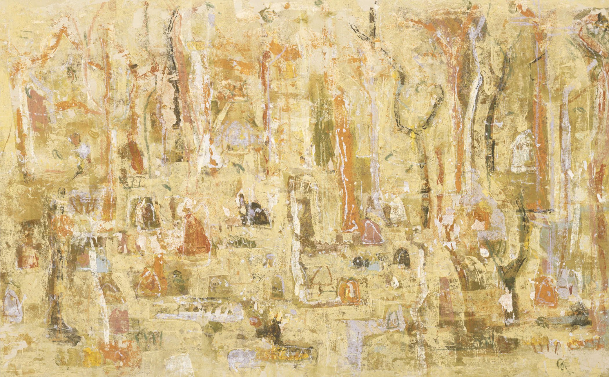 Pale oriental landscape_101x182_mixed media on calico