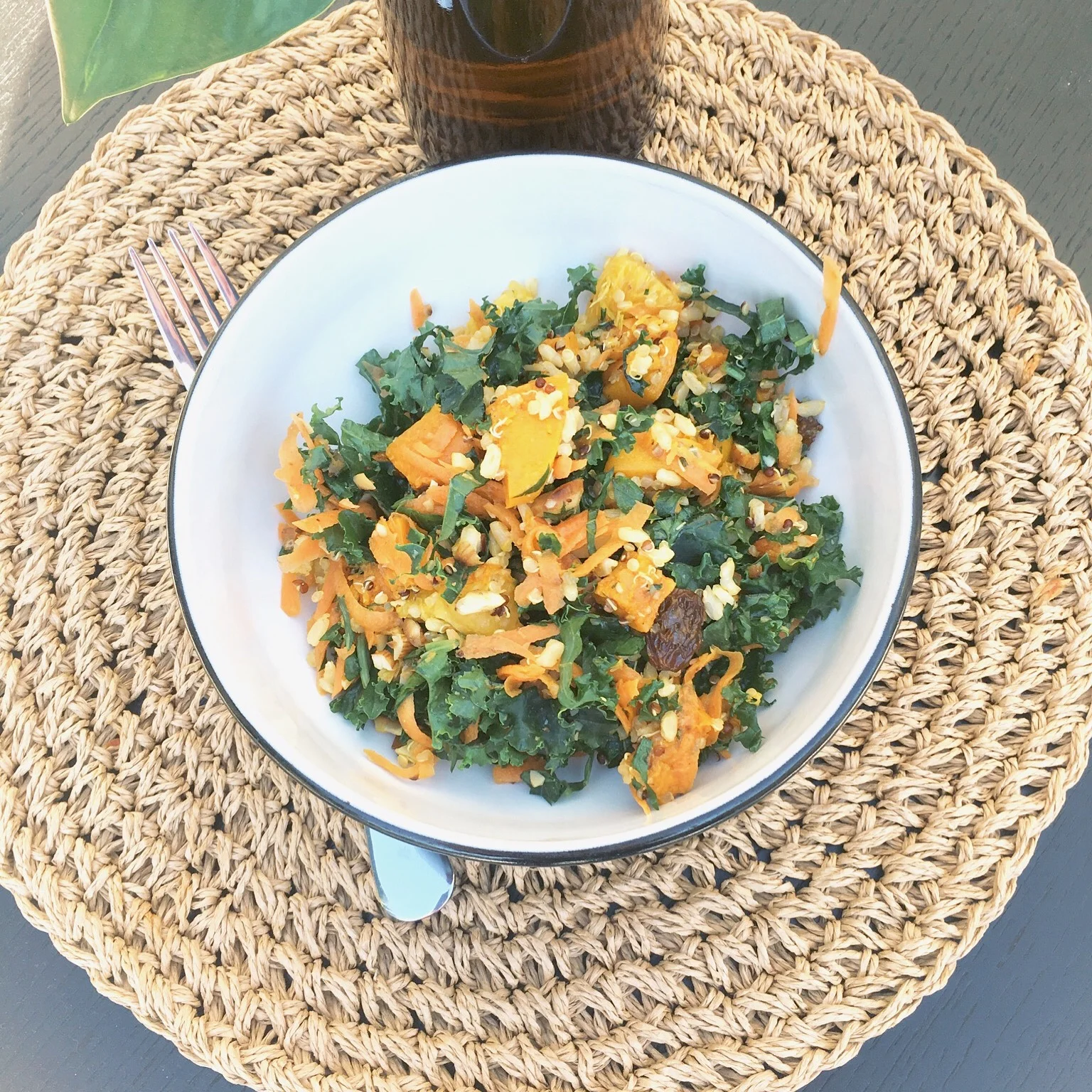 Brown Rice, Quinoa, Kale, Roast Pumpkin and Orange Salad - VEGAN