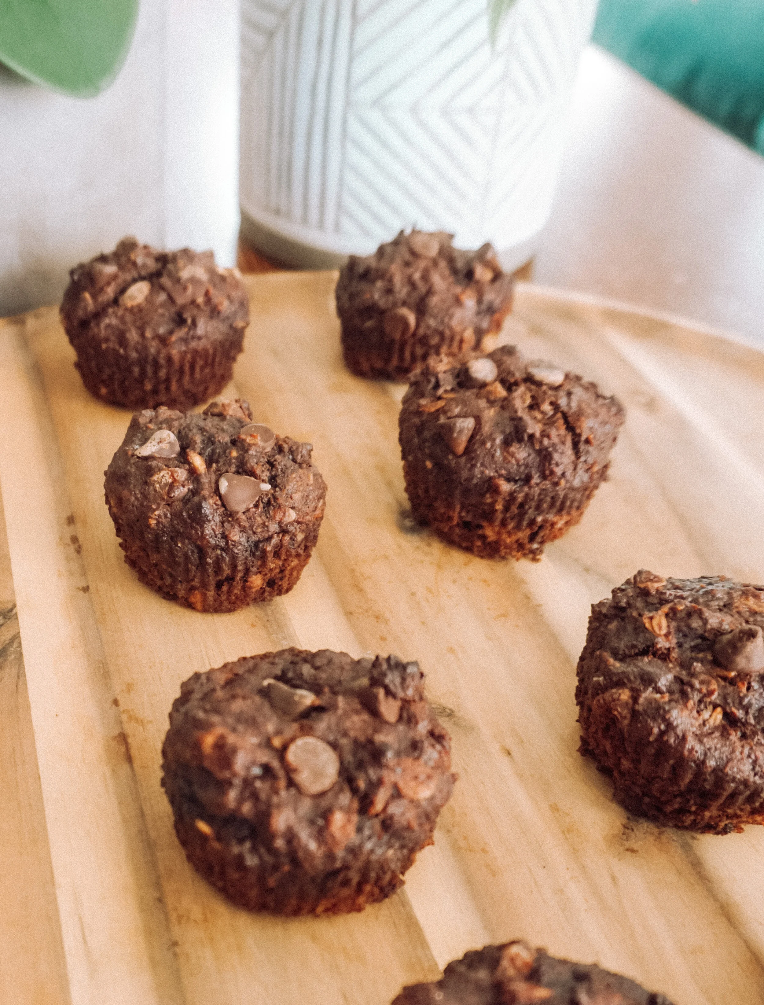 Fudgy Banana Chocolate Chip Muffins