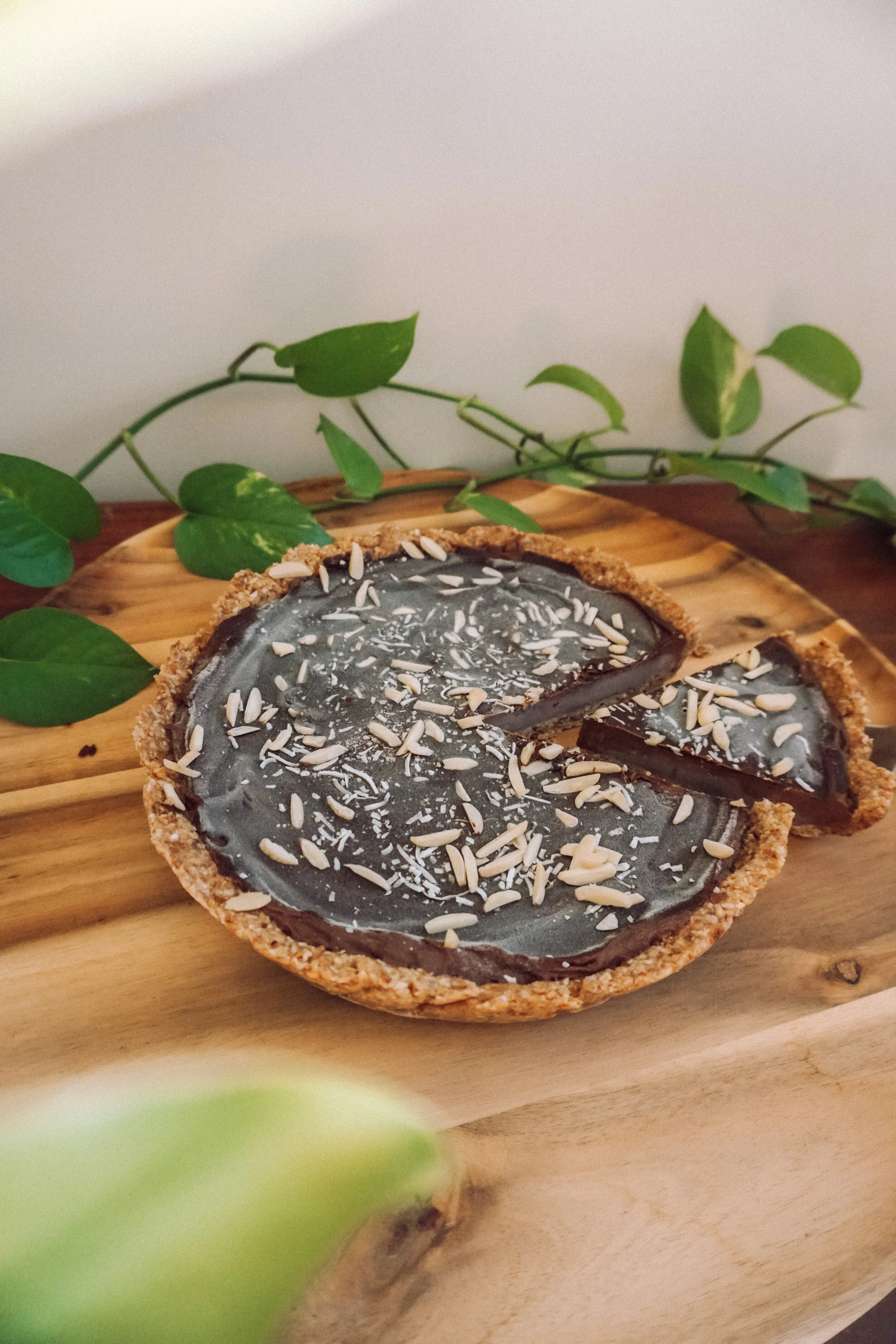 No-Bake Dark Chocolate and Almond Tart