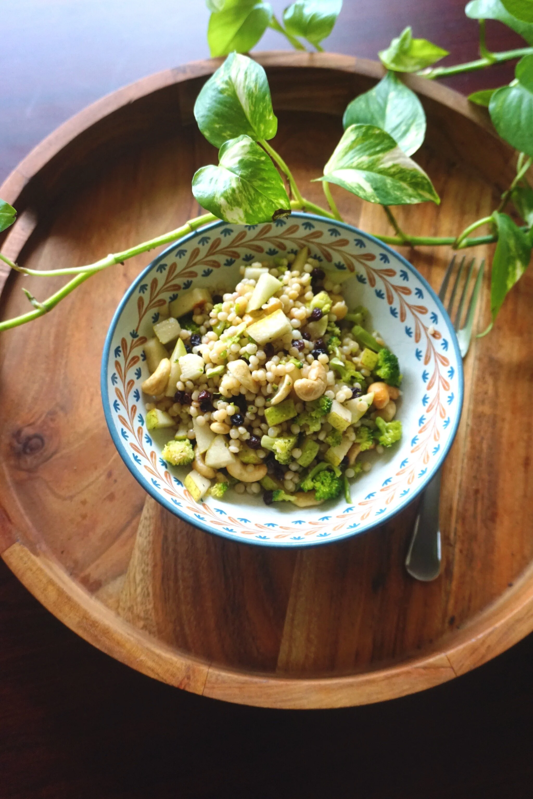 Broccoli Cashew Salad with Pears and Couscous