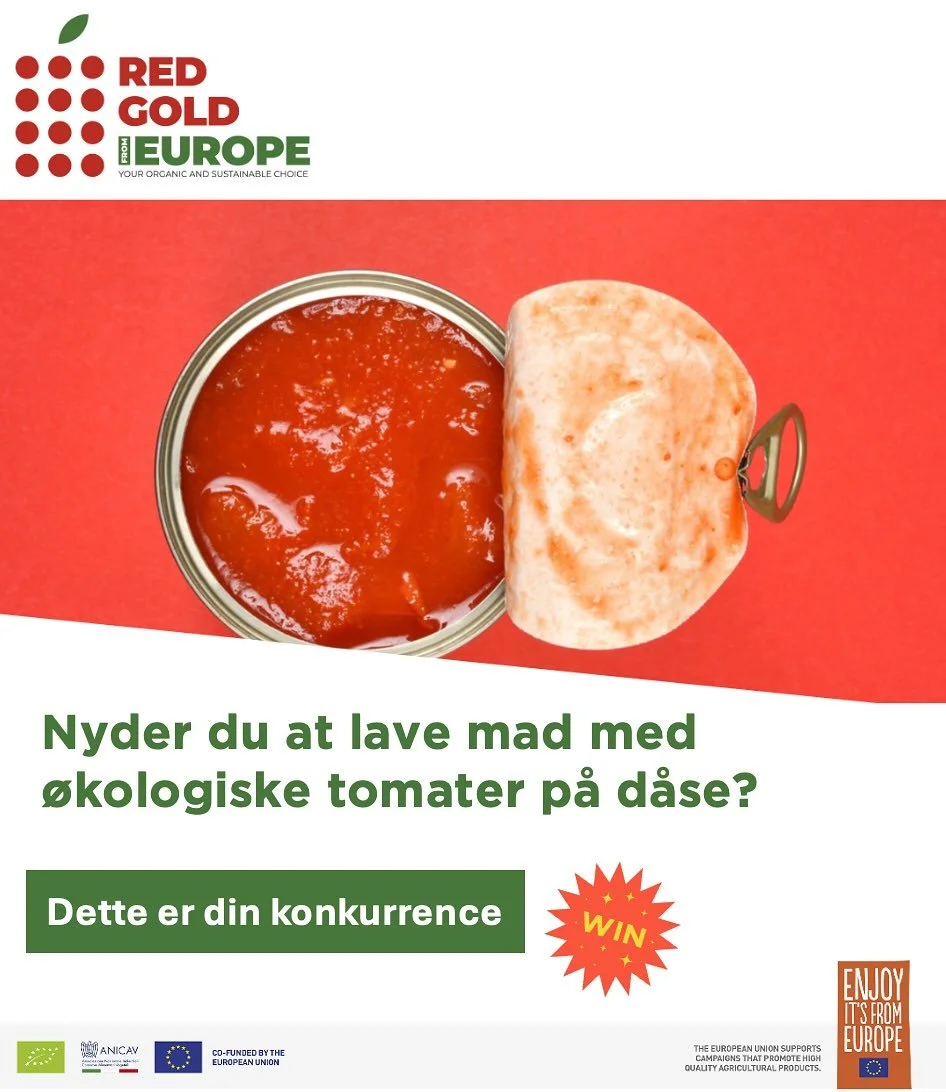 KONKURRENCE//reklame: 

Nyder du at lave mad med &oslash;kologiske Red Gold-tomater fra Europa? 

Så l&aelig;s videre... Dette er din konkurrence!

Alt du skal g&oslash;re for at vinde en sp&aelig;ndende kasse med Red Gold-tomater i fremragende kval