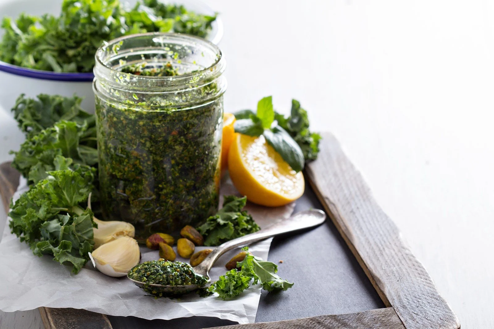Kale and pistachio pesto