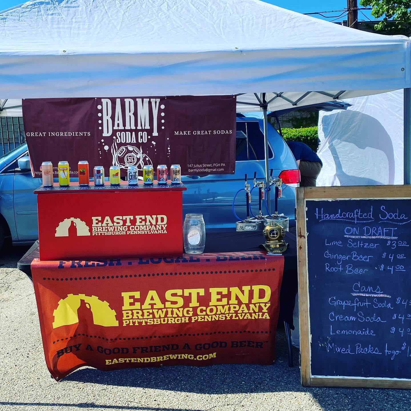 All set is at the Mexican War Street Yard Sale!! Come find us in the parking lot - corner of Sherman &amp; Eloise streets- hanging here w it h @eastendbrewing #mexicanwarstreetspgh