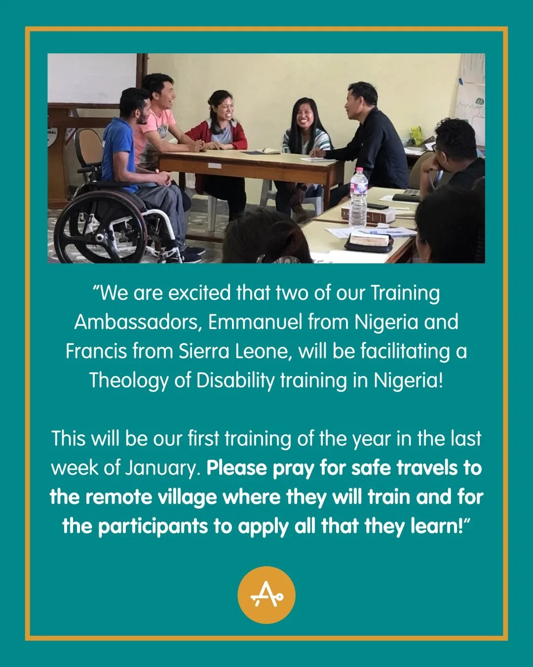 As our team steps out to lead a Theology of Disability workshop, we invite you to join us in prayer 🙏
Pray for wisdom, unity, and openness as they serve, and for deep encouragement and lasting impact in the community they&rsquo;ll be walking alongsi