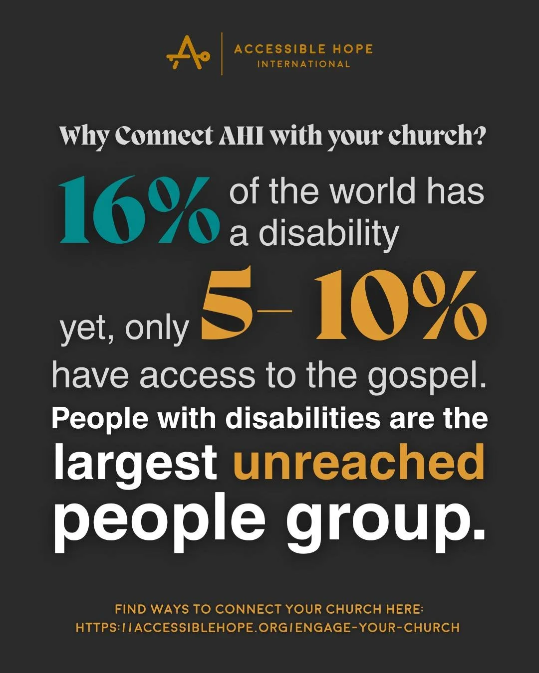 February is the perfect time to help your church take a step toward greater inclusion.🤍
Accessible Hope International exists to uplift, equip, and empower people with disabilities, and your church can be part of that story.

Connecting your church i