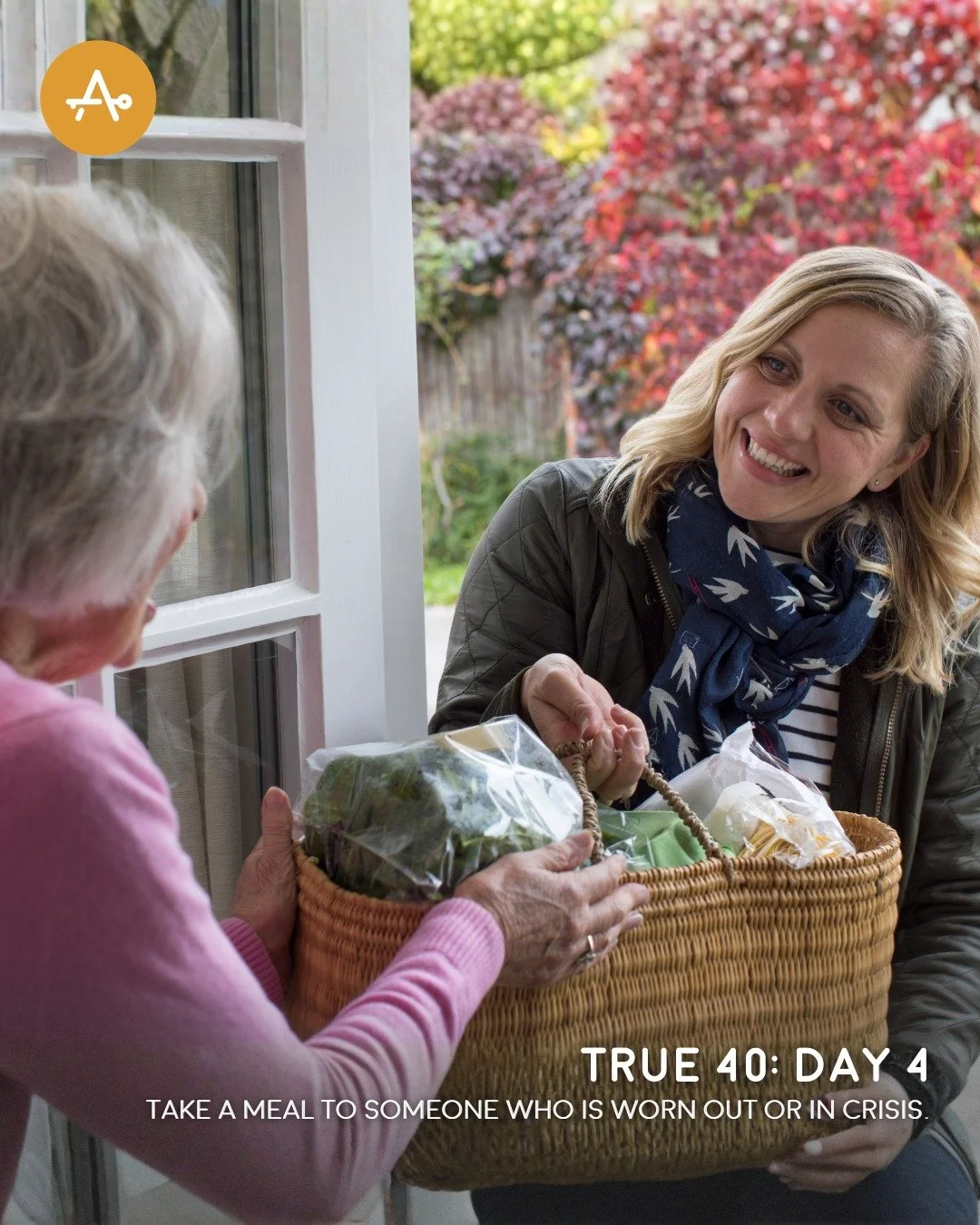 Day 4 True 40 Challenge: Take a meal to someone who is worn out or in crisis. 

"Bear one another's burdens, and so fulfill the law of Christ." Galatians 6:2

#True40 #AHI #AccessibleHope #Lent
