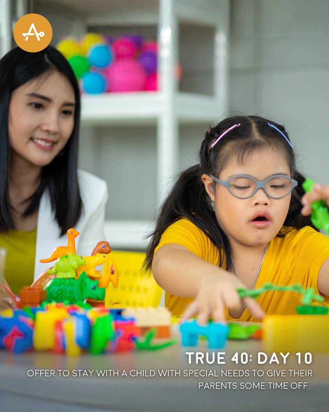 Day 10 True 40 Challenge: Offer to stay with a child with special needs to give their parent some time off.
"Whoever brings blessing will be enriched, and one who waters will himself be watered." Proverbs 11:25
#True40 #AHI #AccessibleHope 