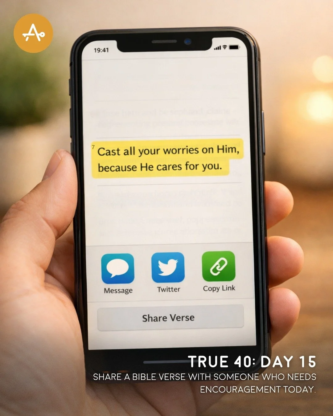 Day 15 True 40 Challenge: Share a Bible verse with someone who needs encouragement today.

"For whatever was written in former days was written for our instruction, that through endurance and through the encouragement of the Scriptures we might 