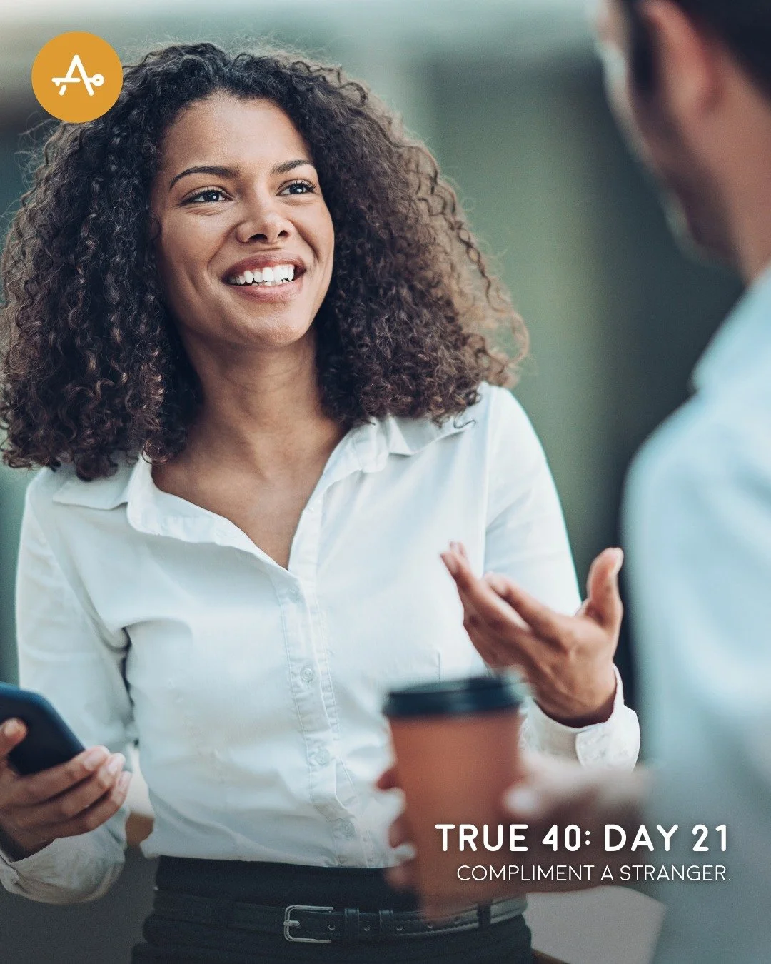 Day 21 True 40 Challenge: Compliment a stranger.

"Do not neglect to show hospitality to strangers, for thereby some have entertained angels unawares." Hebrews 13:2
#AHI #AccessibleHope #Lent #True40