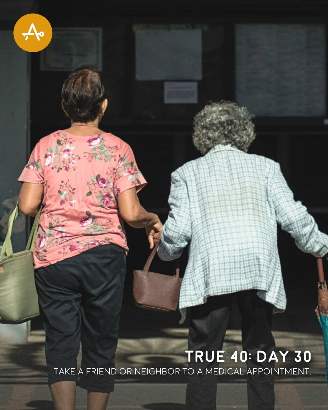 Day 30 True 40 Challenge: Take a friend or neighbor to a medical appointment.
"So then, as we have opportunity, let us do good to everyone, and especially to those who are of the household of faith." Galatians 6:10
#AHI #AccessibleHope #Len