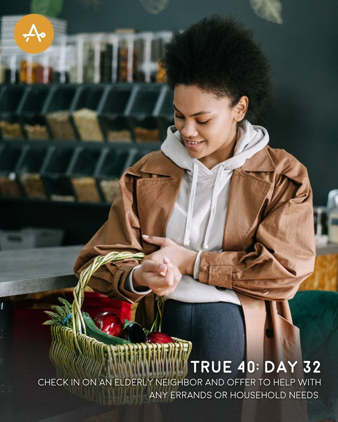 Day 32 True 40 Challenge: Check in on an elderly neighbor and offer to help with any errands or household needs. Acts 6:1-7
#AHI #AccessibleHope #Lent #True40